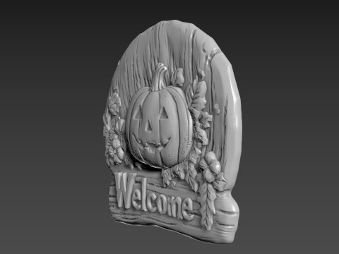 Pumpkin Halloween Relief 3D Model