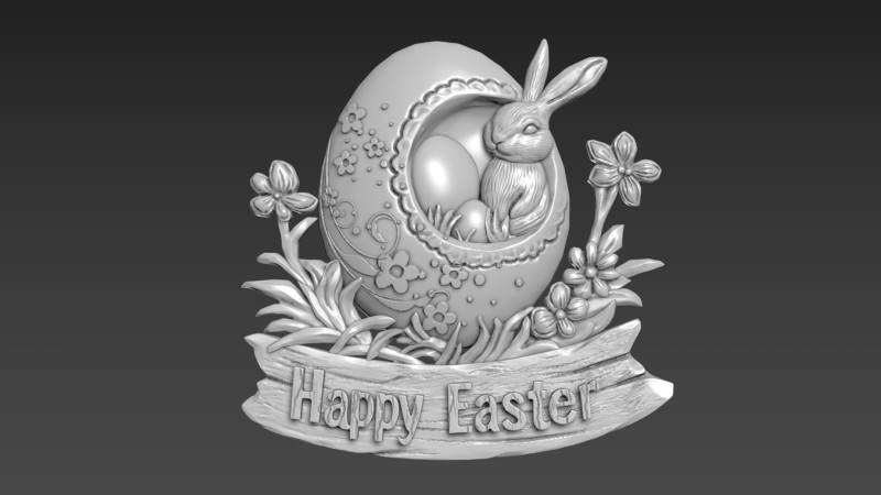 Easter Bunny Relief Decor Modelo 3D .c4d .max .obj .3ds .fbx .stl .blend 