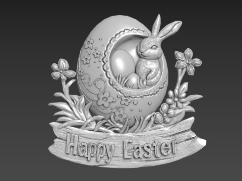 Easter Bunny Relief Decor 3D मॉडल