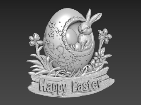 Easter Bunny Relief Decor Modelo 3D