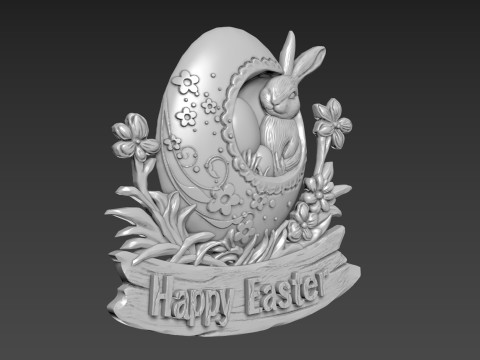 Easter Bunny Relief Decor Modelo 3D