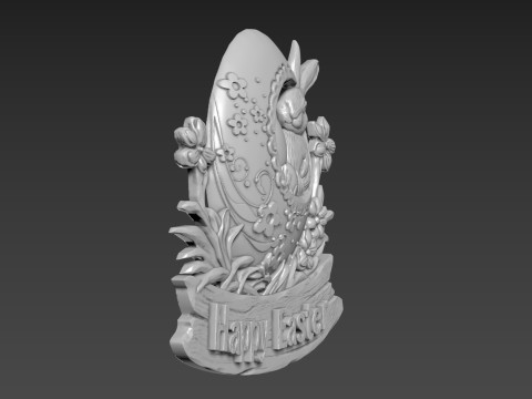 Easter Bunny Relief Decor Modelo 3D