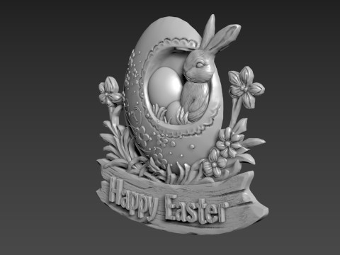 Easter Bunny Relief Decor Modelo 3D