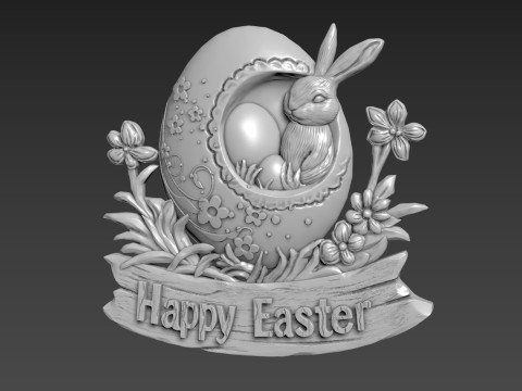 Easter Bunny Relief Decor Modelo 3D
