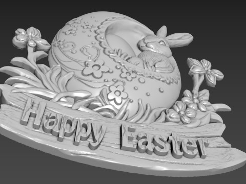 Easter Bunny Relief Decor Modelo 3D