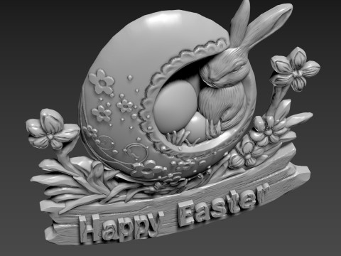 Easter Bunny Relief Decor Modelo 3D