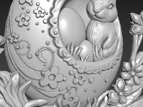 Easter Bunny Relief Decor Modelo 3D