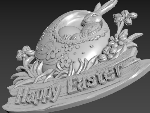 Easter Bunny Relief Decor Modelo 3D