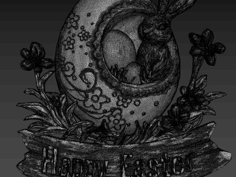 Easter Bunny Relief Decor Modelo 3D