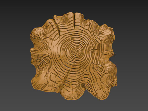 Stump Wood slice Relief 3D Принт Модель
