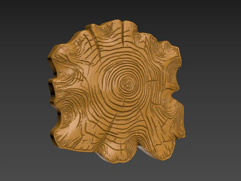 Stump Wood slice Relief 3D Print Model
