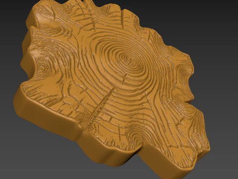 Stump Wood slice Relief 3D Print Model