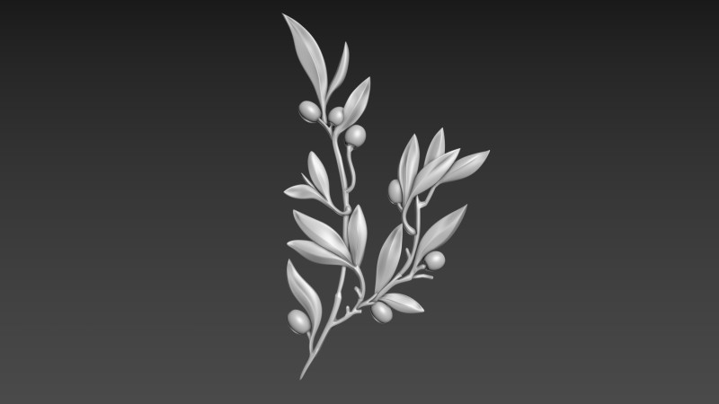 Olive Branch Relief 3D Model .c4d .max .obj .3ds .fbx .stl .blend 