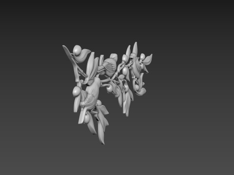 Olive branch with birds 3D-Modell