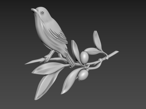 Olive Branch with bird 3D Модель