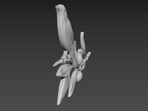 Olive Branch with bird 3D Model