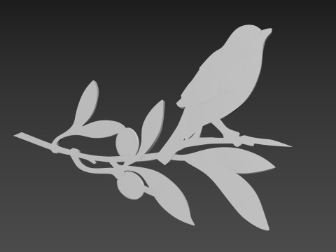 Olive Branch with bird 3D Модель