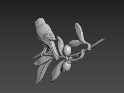 Olive Branch with bird 3D Модель