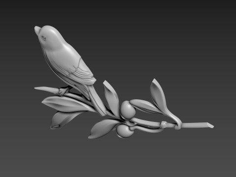 Olive Branch with bird 3D Модель