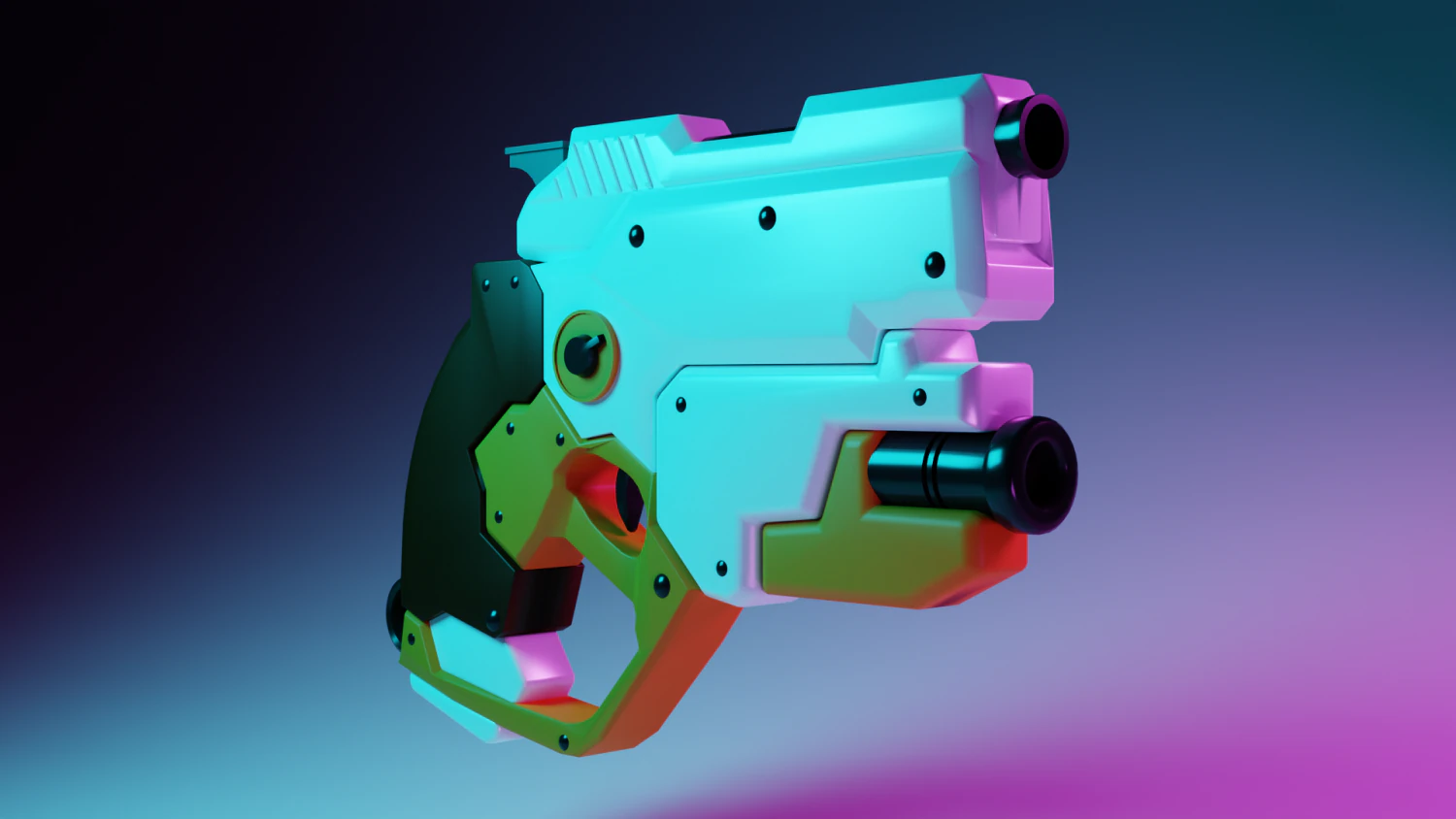 Sci-Fi Pistol 3D Model .c4d .max .obj .3ds .fbx .stl .blend 