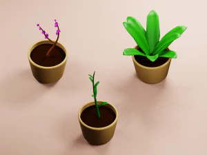 Kwiaty low-poly Model 3D