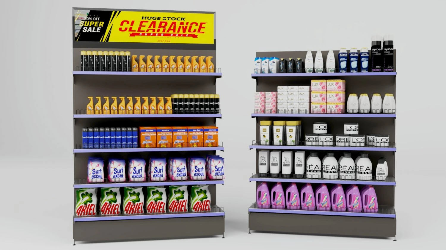 Matel Storage Shelving rack 3D Model .c4d .max .obj .3ds .fbx .stl .blend 