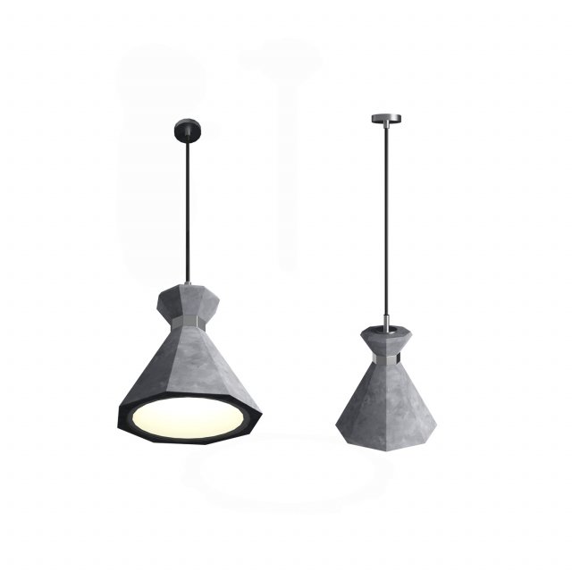 Octagonal concrete lamp 3D Model .c4d .max .obj .3ds .fbx .stl .blend 