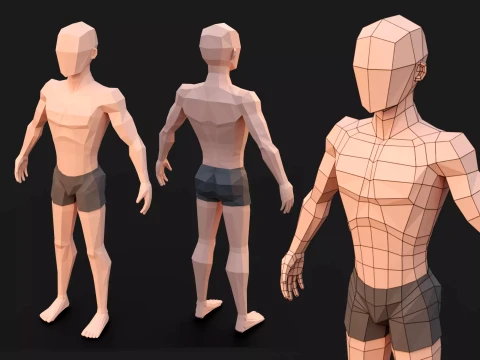 Personnage de maille de base Low Poly Man Modèle 3D