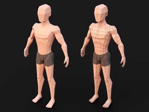 Low Poly Man Base Mesh Character 3D Model