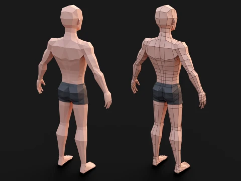 Low Poly Man Base Mesh Character 3D Model