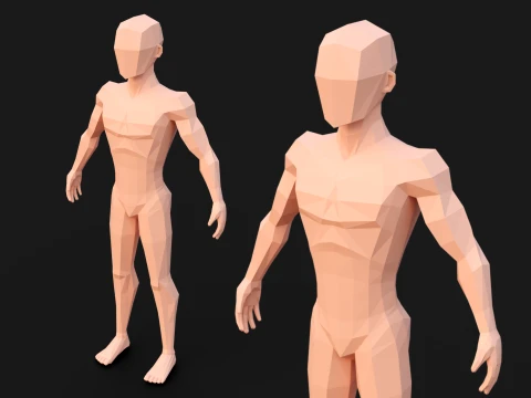 Low Poly Man Base Mesh Character 3D Model
