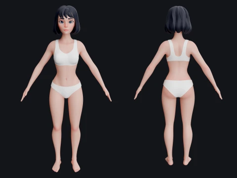 Stylized Woman Character Suzanne - Rigged for Games Animation 3D Model