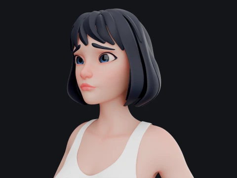 Stylized Woman Character Suzanne - Rigged for Games Animation 3D Model
