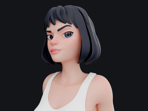 Stylized Woman Character Suzanne - Rigged for Games Animation 3D Model