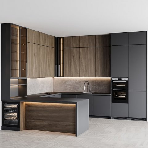 Kitchen set 3D 모델 .c4d .max .obj .3ds .fbx .stl .blend 