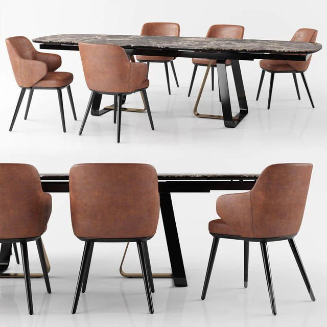 Table and chair 3D Model .c4d .max .obj .3ds .fbx .stl .blend 