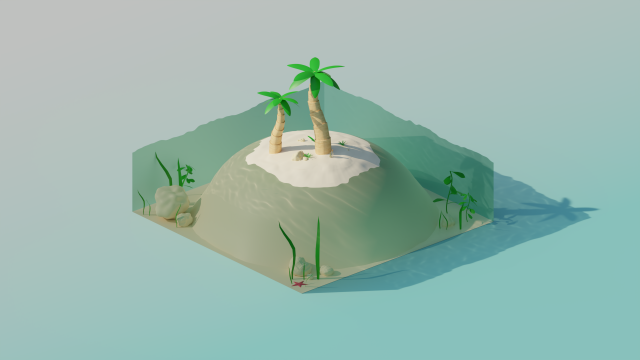 Isometric Island 3D Modell .c4d .max .obj .3ds .fbx .stl .blend 