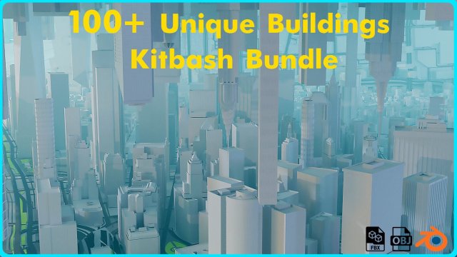 100 Unique Newyork Buildings kitbash bundle 3D Модель .c4d .max .obj .3ds .fbx .stl .blend 