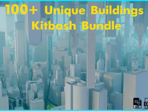 100 unieke Newyork Buildings-kitbashbundel 3D Model