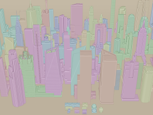 100 Unique Newyork Buildings kitbash bundle 3D Модель