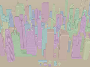 100 Unique Newyork Buildings kitbash bundle 3D Model
