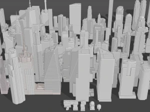100 Unique Newyork Buildings kitbash bundle 3D Model