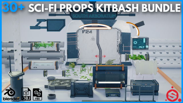 Sci-Fi Props Kitbash Bundle 3D 模型 .c4d .max .obj .3ds .fbx .stl .blend 