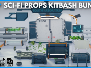 Sci-Fi Props Kitbash Bundle Model 3D