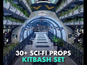 Bilim Kurgu Aksesuarları Kitbash Paketi 3D Model