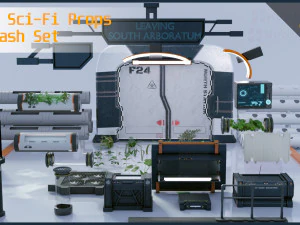 Bilim Kurgu Aksesuarları Kitbash Paketi 3D Model