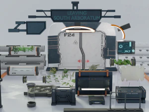 Bilim Kurgu Aksesuarları Kitbash Paketi 3D Model