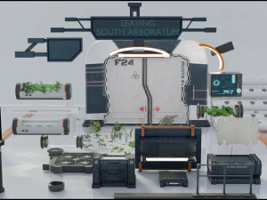 Bilim Kurgu Aksesuarları Kitbash Paketi 3D Model