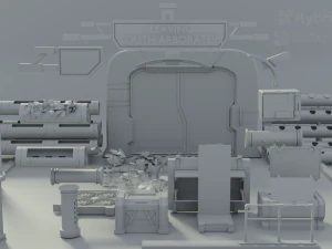 Bilim Kurgu Aksesuarları Kitbash Paketi 3D Model