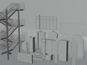 Bilim Kurgu Aksesuarları Kitbash Paketi 3D Model